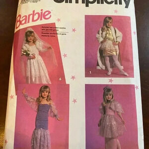 4/$50 Simplicity 7430 Barbie dress Halloween  costume size 3-8